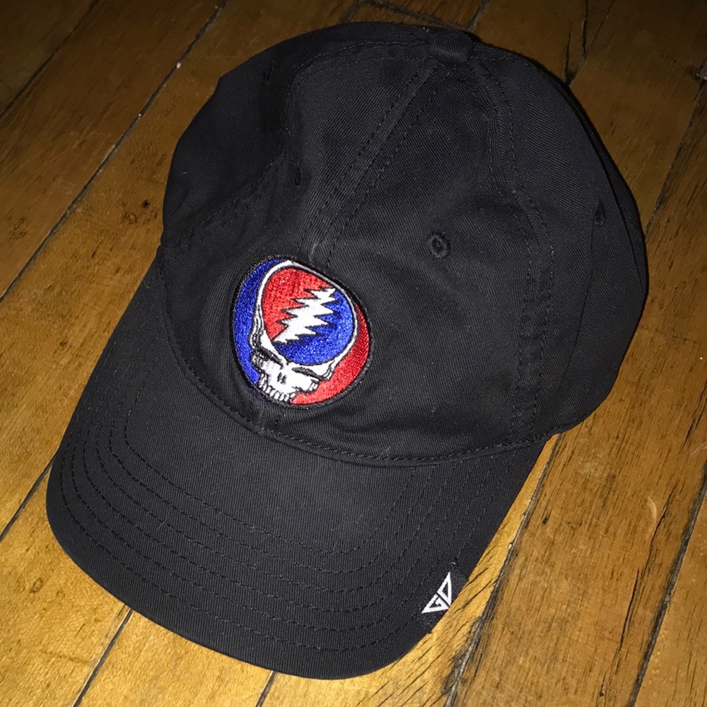 Greatful Dead Black Baseball Cap with Red & Blue Skull Patch